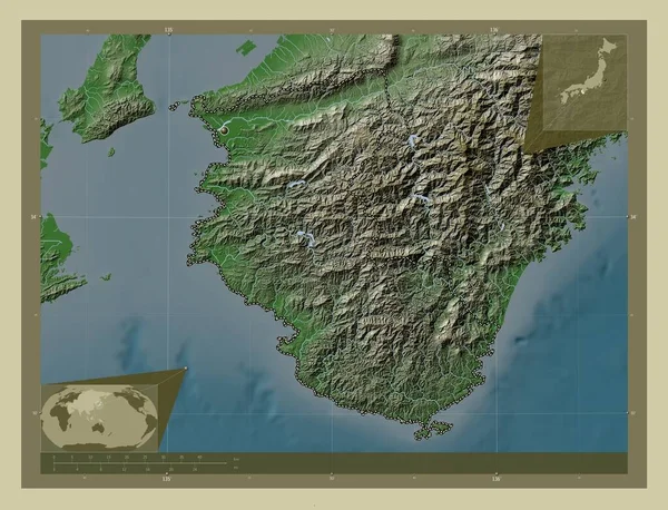 Вакаяма Префектура Японії Висота Карти Забарвлена Вікі Стилі Озерами Річками — стокове фото
