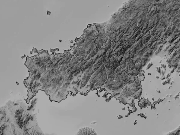 Ямагути Префектура Японии Карта Высот Оттенках Серого Озерами Реками — стоковое фото