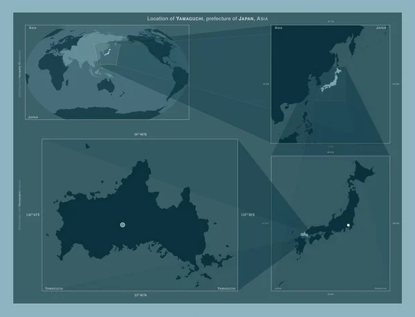Yamaguchi Prefectura Japón Diagrama Que Muestra Ubicación Región Mapas Gran —  Fotos de Stock