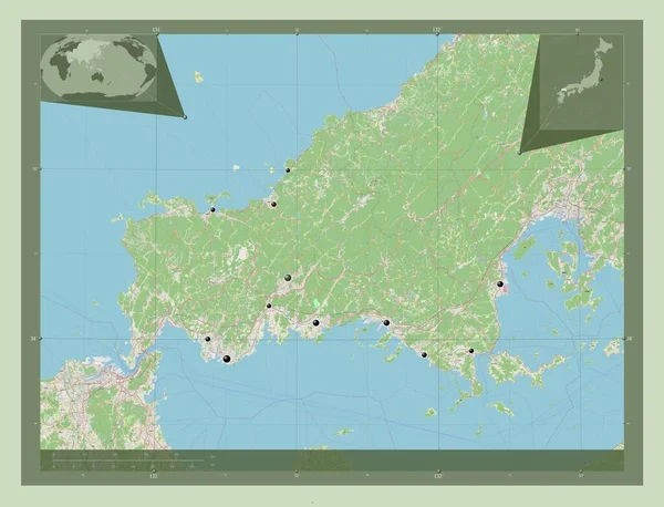 Yamaguchi Prefectuur Van Japan Open Plattegrond Locaties Van Grote Steden — Stockfoto