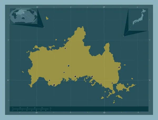 Yamaguchi Prefekturet Japan Solid Fargeform Plassering Største Byene Regionen Stedskart – stockfoto