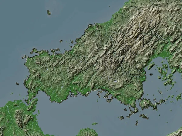 Ямагуті Префектура Японії Висота Карти Кольору Вікі Озерами Річками — стокове фото