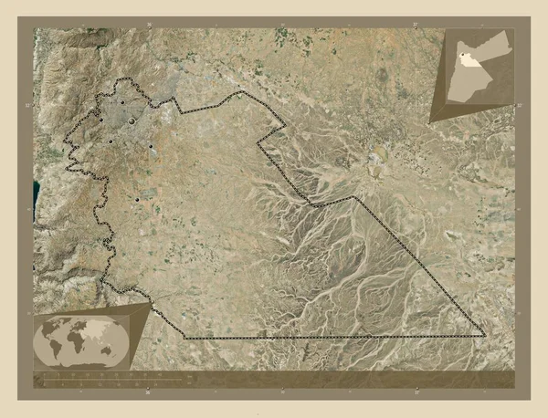 Ammán Provincia Jordania Mapa Satelital Alta Resolución Ubicaciones Las Principales —  Fotos de Stock