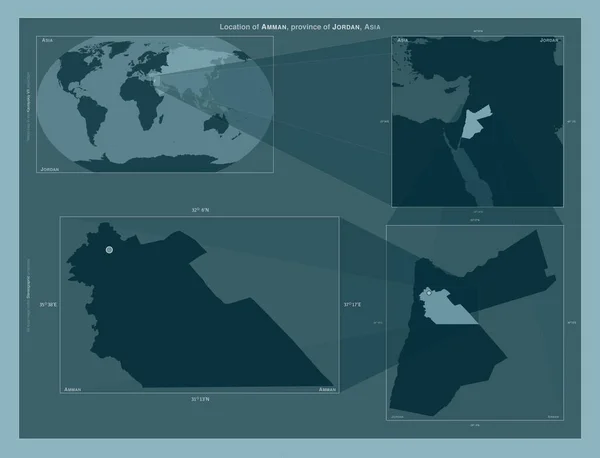 Ammán Provincia Jordania Diagrama Que Muestra Ubicación Región Mapas Gran —  Fotos de Stock