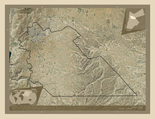 Ammán Provincia Jordania Mapa Satelital Alta Resolución Ubicaciones Nombres Las — Foto de Stock