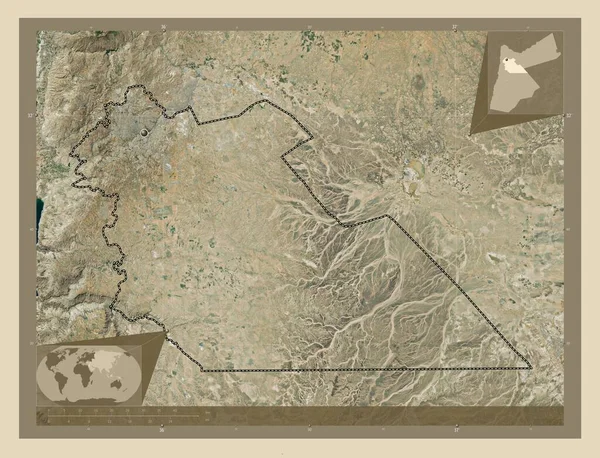 Αμμάν Επαρχία Της Ιορδανίας Υψηλής Ανάλυσης Δορυφορικός Χάρτης Γωνιακοί Χάρτες — Φωτογραφία Αρχείου