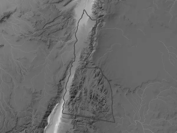 Aqaba Provinz Jordanien Graustufen Höhenkarte Mit Seen Und Flüssen — Stockfoto