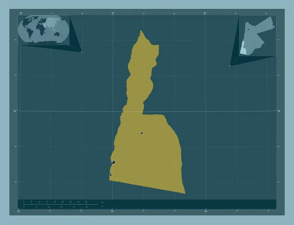 Aqaba Provincie Jordanië Stevige Kleurvorm Locaties Van Grote Steden Van — Stockfoto