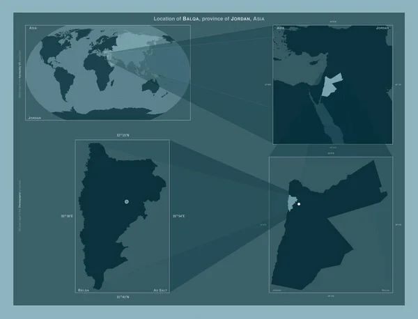 Balqa Provincia Jordania Diagrama Que Muestra Ubicación Región Mapas Gran —  Fotos de Stock