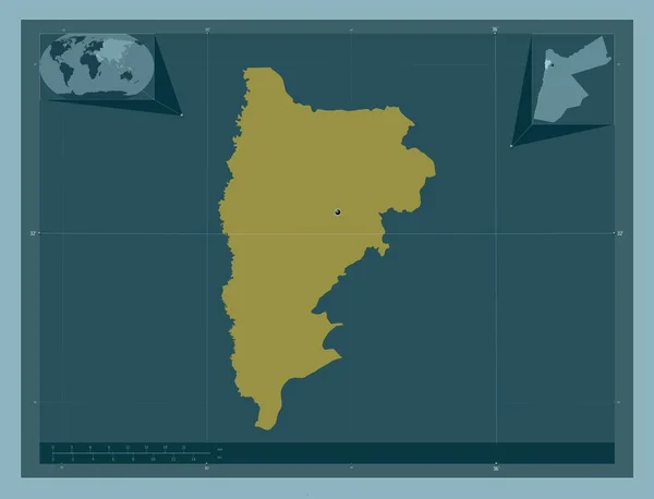 Balqa Provincia Giordania Forma Tinta Unita Mappa Della Posizione Ausiliaria — Foto Stock