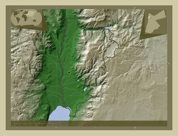 Balqa Provincie Jordán Zdvihová Mapa Zbarvená Stylu Wiki Jezery Řekami — Stock fotografie