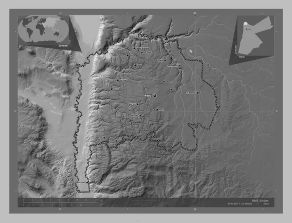 Irbid Provincie Jordán Výškové Mapy Jezery Řekami Umístění Názvy Velkých — Stock fotografie