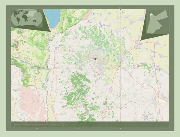 Irbid Provincie Jordanië Open Plattegrond Hulplocatiekaarten Hoek — Stockfoto