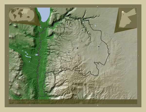 Απρόσφορη Επαρχία Της Ιορδανίας Υψόμετρο Χάρτη Χρωματισμένο Στυλ Wiki Λίμνες — Φωτογραφία Αρχείου