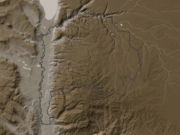 Irbid Provincie Jordán Nadmořská Mapa Zabarvená Sépiovými Tóny Jezery Řekami — Stock fotografie
