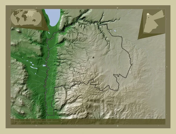 Irbid Prowincja Jordania Mapa Wzniesień Kolorowa Stylu Wiki Jeziorami Rzekami — Zdjęcie stockowe