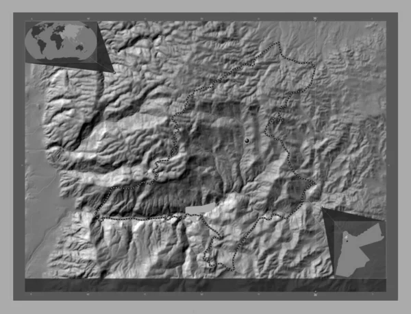 Jarash Provincia Giordania Mappa Dell Elevazione Bilivello Con Laghi Fiumi — Foto Stock