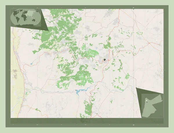 Jarash Provincie Jordanië Open Plattegrond Hulplocatiekaarten Hoek — Stockfoto