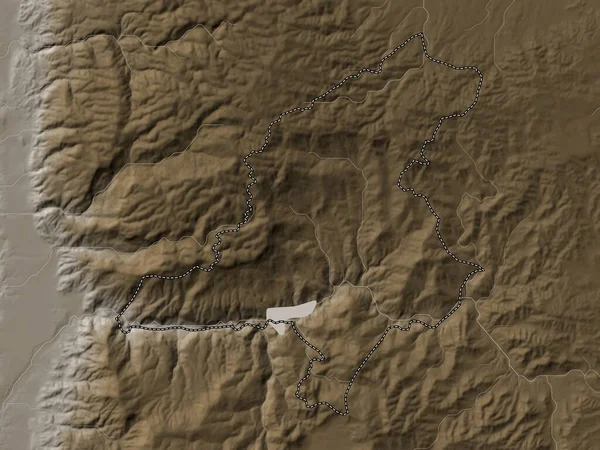 Jarasch Provinz Jordanien Höhenkarte Sepiatönen Mit Seen Und Flüssen — Stockfoto