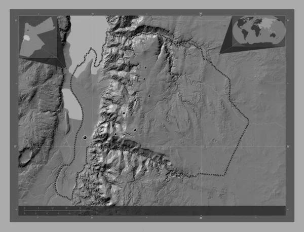 Карак Провінція Йорданія Білевелівська Карта Висот Озерами Річками Розташування Великих — стокове фото