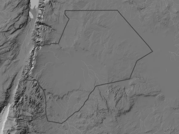 Prowincja Jordania Dwupoziomowa Mapa Wysokości Jeziorami Rzekami — Zdjęcie stockowe