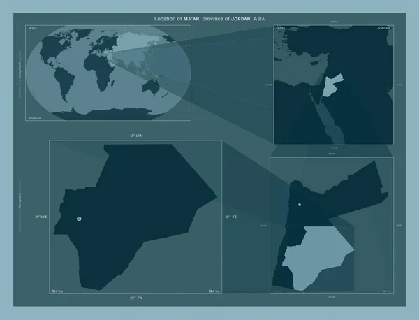 Província Jordânia Diagrama Mostrando Localização Região Mapas Maior Escala Composição — Fotografia de Stock