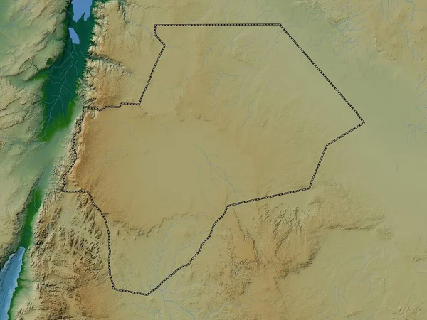 Provinsen Jordanien Färgad Höjdkarta Med Sjöar Och Floder — Stockfoto