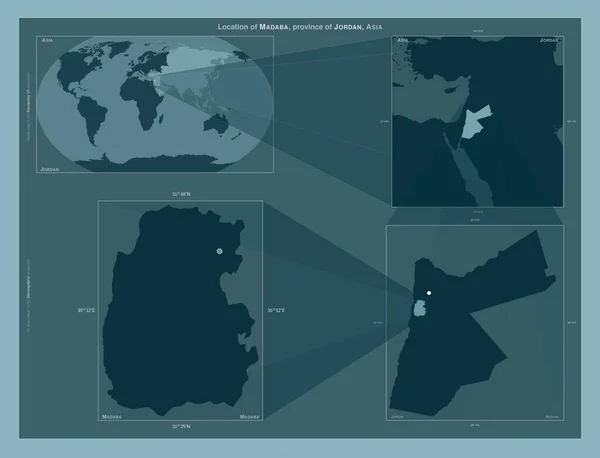 Madaba Provincia Jordania Diagrama Que Muestra Ubicación Región Mapas Gran —  Fotos de Stock