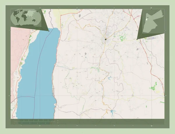 Мадаба Провінція Йорданія Відкрита Карта Вулиць Кутові Допоміжні Карти Місцезнаходження — стокове фото