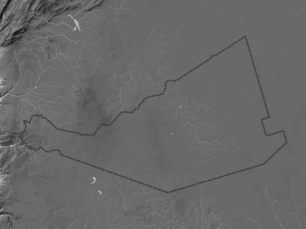 Mafraq Prowincja Jordania Mapa Wzniesień Skali Szarości Jeziorami Rzekami — Zdjęcie stockowe