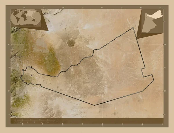 Mafraq Prowincja Jordania Niska Rozdzielczość Satelity Pomocnicze Mapy Położenia Narożnika — Zdjęcie stockowe