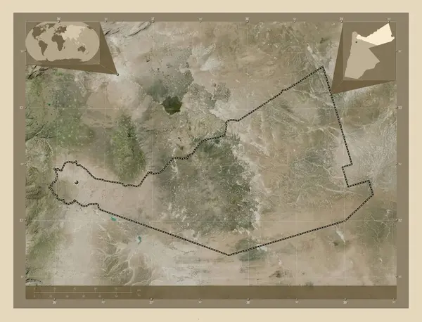 Mafraq Province Jordan High Resolution Satellite Map Corner Auxiliary Location — Stock Photo, Image