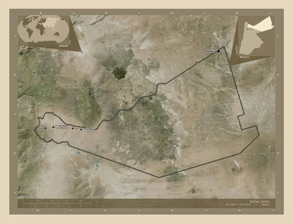 Mafraq Provincia Jordania Mapa Satelital Alta Resolución Ubicaciones Nombres Las —  Fotos de Stock