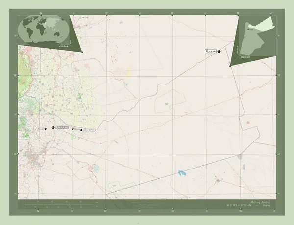 Mafraq Provincia Jordania Open Street Map Ubicaciones Nombres Las Principales — Foto de Stock