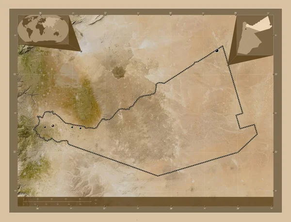 Mafraq Prowincja Jordania Niska Rozdzielczość Satelity Lokalizacje Dużych Miast Regionu — Zdjęcie stockowe