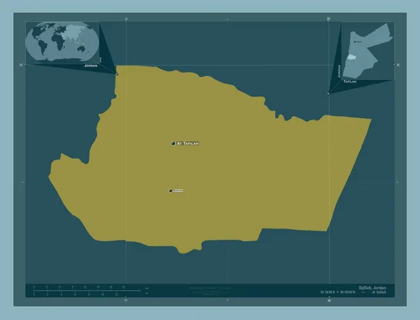 Tafilah Province Jordan Solid Color Shape Locations Names Major Cities — Stock Photo, Image