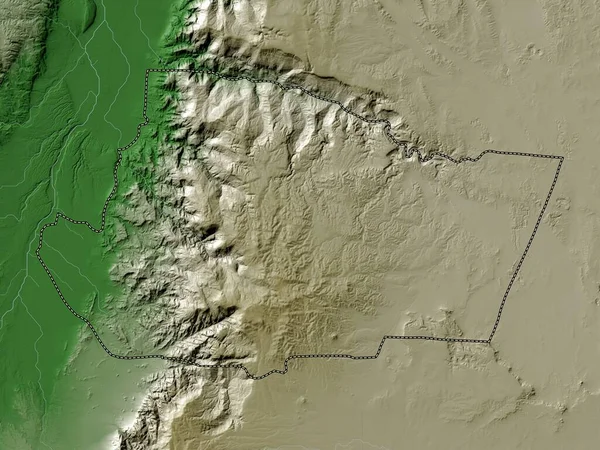 Tafilah Provincie Jordanië Hoogtekaart Gekleurd Wiki Stijl Met Meren Rivieren — Stockfoto