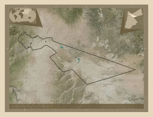 Зарка Провінція Йорданія Супутникова Карта Високої Роздільної Здатності Розташування Великих — стокове фото