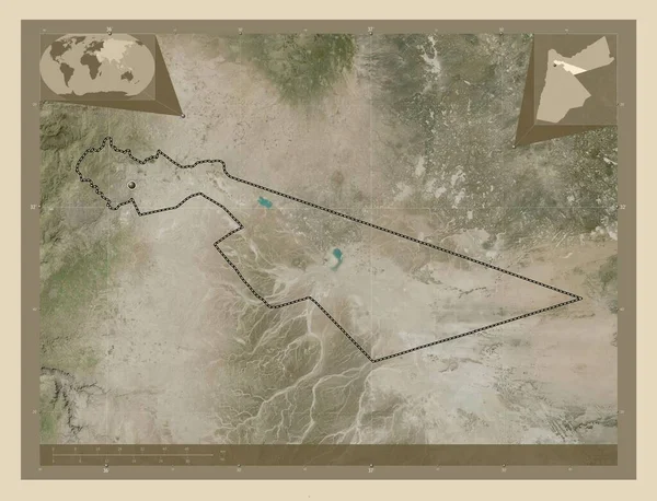 Зарка Провінція Йорданія Супутникова Карта Високої Роздільної Здатності Кутові Допоміжні — стокове фото