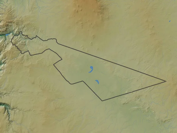 Zarqa Provincia Giordania Mappa Elevazione Colorata Con Laghi Fiumi — Foto Stock