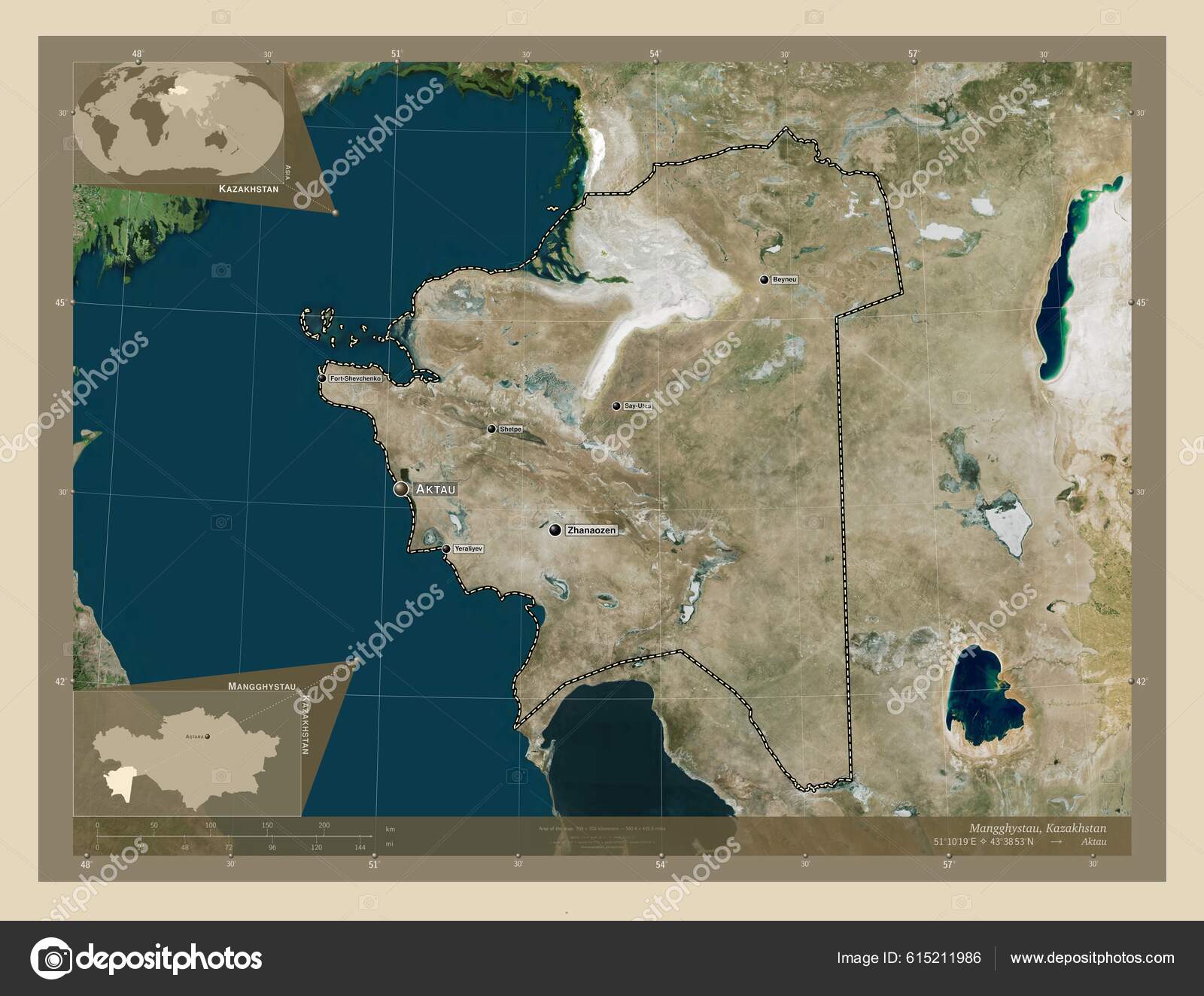 Мангистауская Область Казахстана Спутниковая Карта Высокого.
