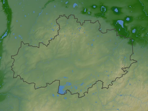 Aqmola Regione Del Kazakistan Mappa Elevazione Colorata Con Laghi Fiumi — Foto Stock
