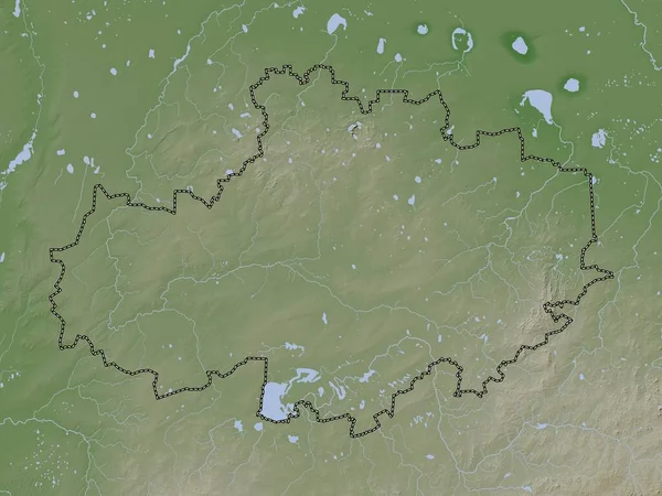 Aqmola Região Cazaquistão Mapa Elevação Colorido Estilo Wiki Com Lagos — Fotografia de Stock
