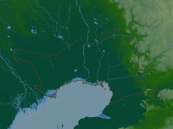 Atyrau Região Cazaquistão Mapa Elevação Colorido Com Lagos Rios — Fotografia de Stock