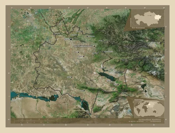 Ανατολικό Καζακστάν Περιοχή Καζακστάν Υψηλής Ανάλυσης Δορυφορικός Χάρτης Τοποθεσίες Και — Φωτογραφία Αρχείου
