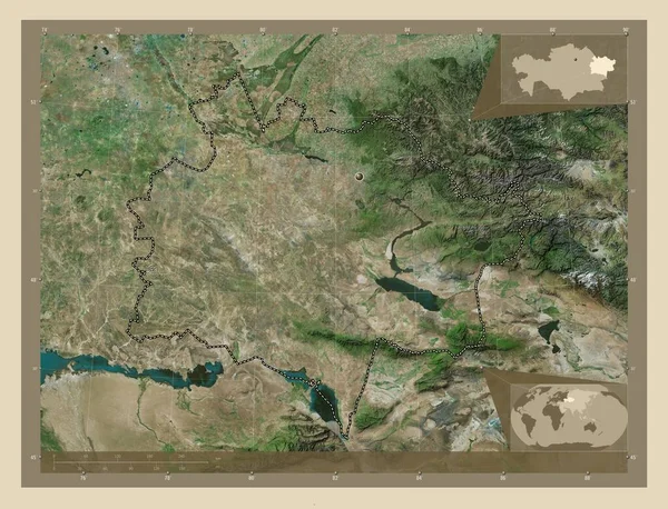 Kazakistan Orientale Regione Del Kazakistan Mappa Satellitare Alta Risoluzione Mappa — Foto Stock