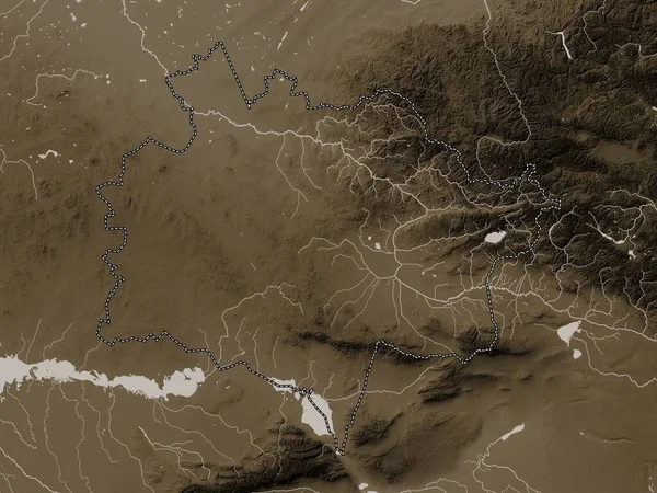 Східний Казахстан Казахстан Висота Карти Забарвлена Сепії Тони Озерами Річками — стокове фото