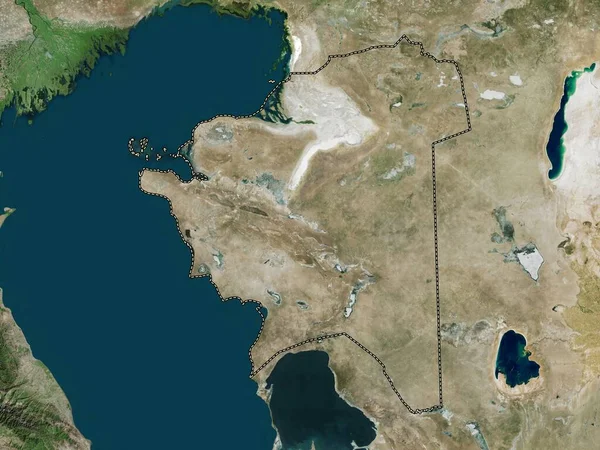 Mangghystau Região Cazaquistão Mapa Satélite Alta Resolução — Fotografia de Stock