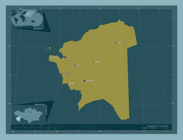 Mangghystau Región Kazajstán Forma Color Sólido Ubicaciones Nombres Las Principales — Foto de Stock