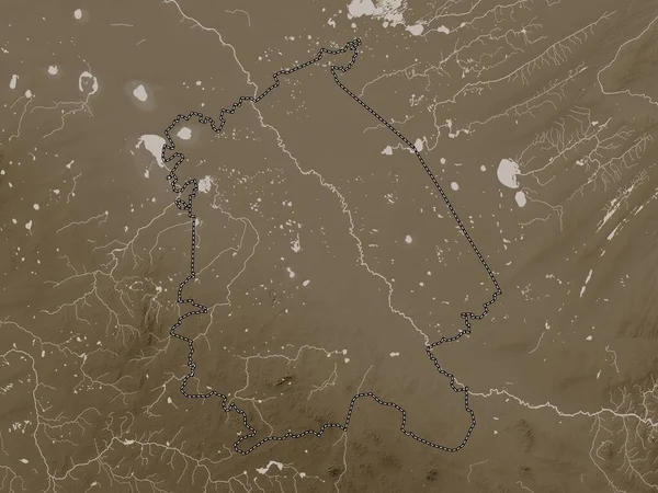 Pavlodar Oblast Kazachstánu Nadmořská Mapa Zabarvená Sépiovými Tóny Jezery Řekami — Stock fotografie